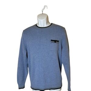 J McLaughlin Men's Blue Cotton Sweater Small Accent Pocket Preppy Casual Classic